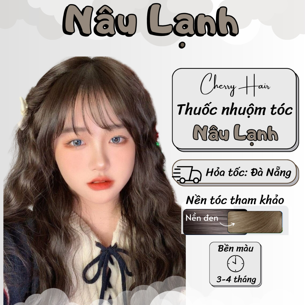 Thuốc Nhuộm Tóc Màu Nâu Lạnh Thuốc nhuộm Tóc chính hãng tặng kèm Oxy + Bao Tay, Cherry Hair .Cherry Hair