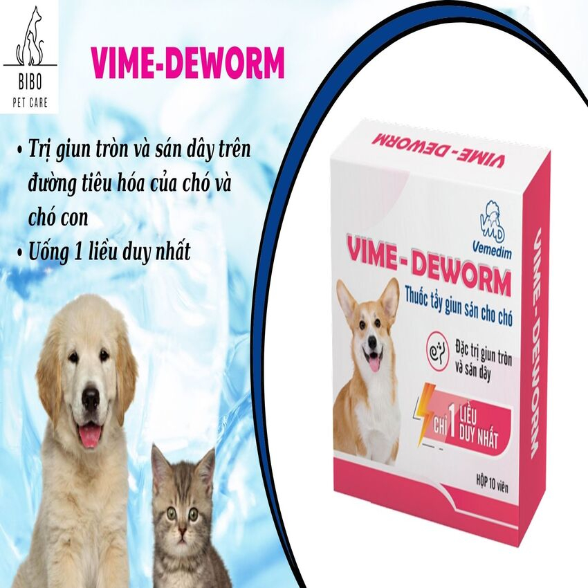Tẩy giu.n cho chó Vime-deworm vemedim sổ zun sá.n an toàn cho chó con hộp 10 viên -Simba