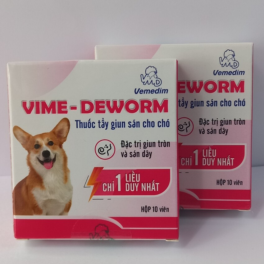 Tẩy giu.n cho chó Vime-deworm vemedim sổ zun sá.n an toàn cho chó con hộp 10 viên -Simba