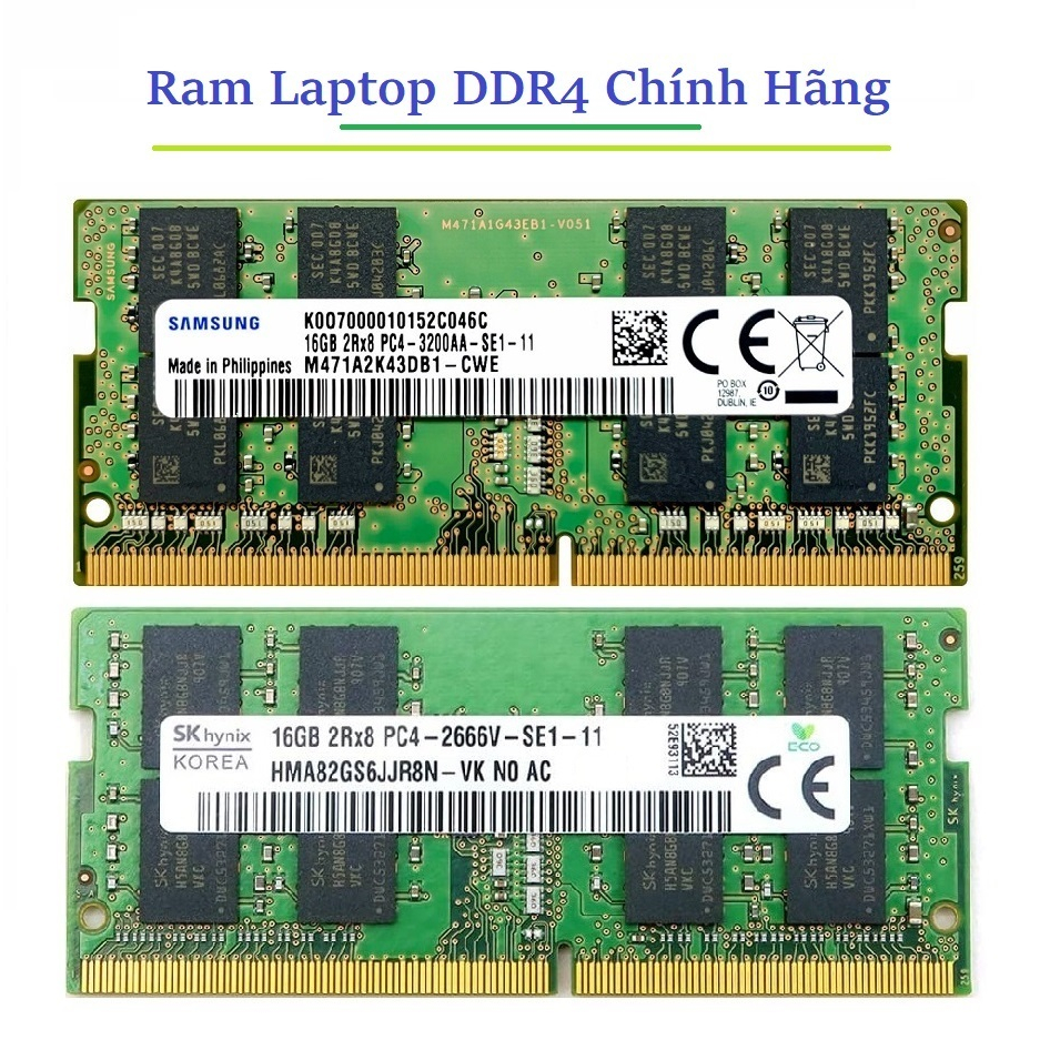 Ram Laptop 16GB DDR4 2133/2400/2666/3200Mhz Samsung Hynix Kingston Micron Chính Hãng - Bảo hành 36 tháng