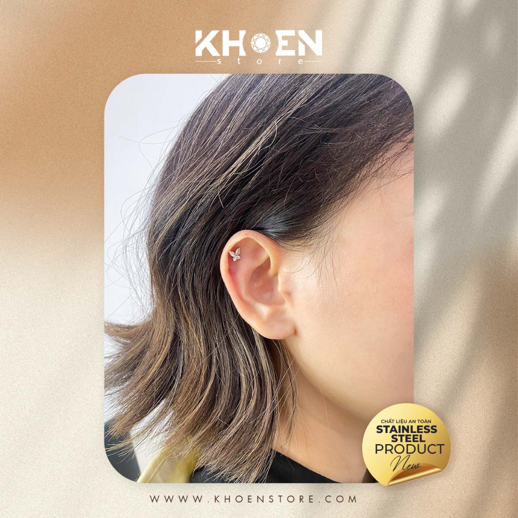 Khuyên Bươm Bướm đá - Zircon - Khoen Store