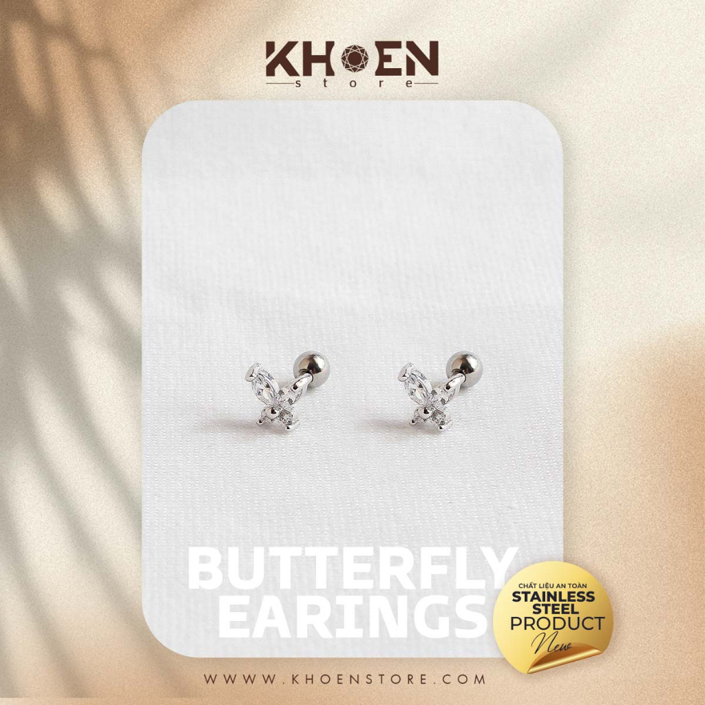 Khuyên Bươm Bướm đá - Zircon - Khoen Store
