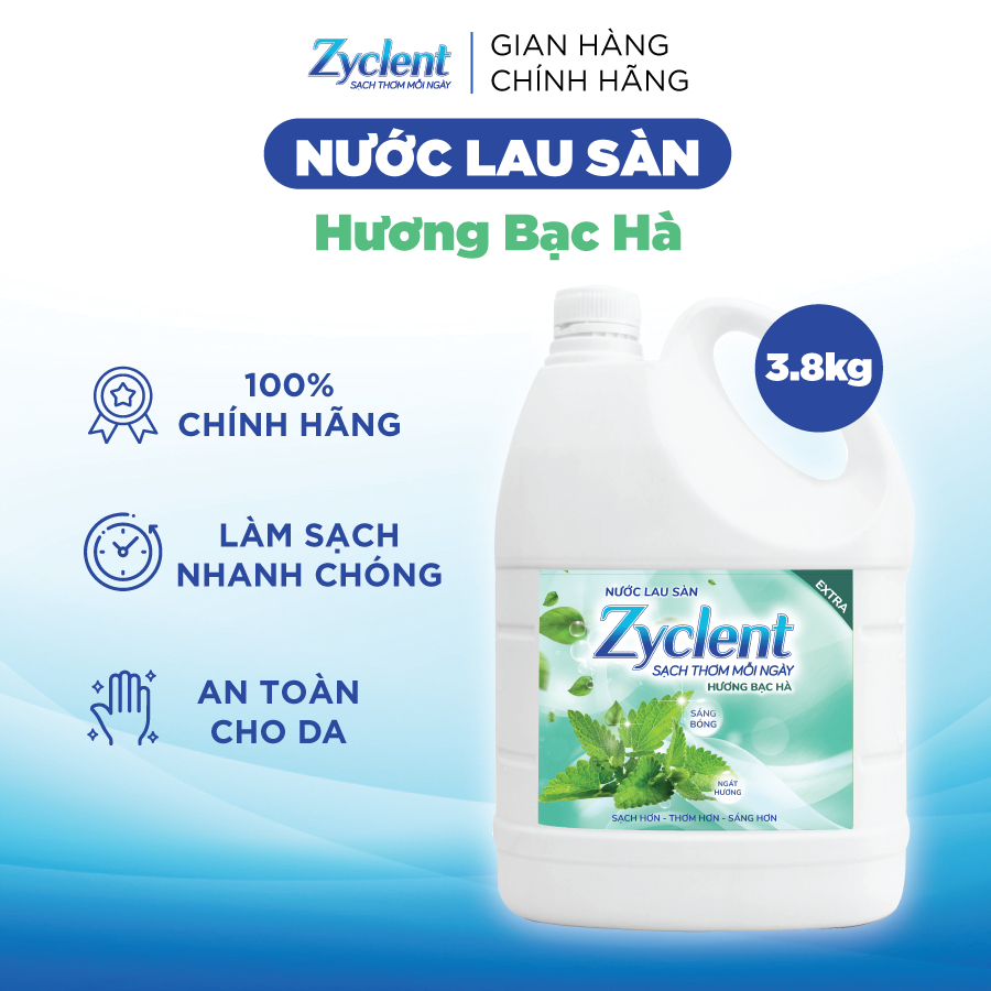 Nước Lau Sàn ZYCLENT EXTRA Hương Bạc Hà 3.8Kg