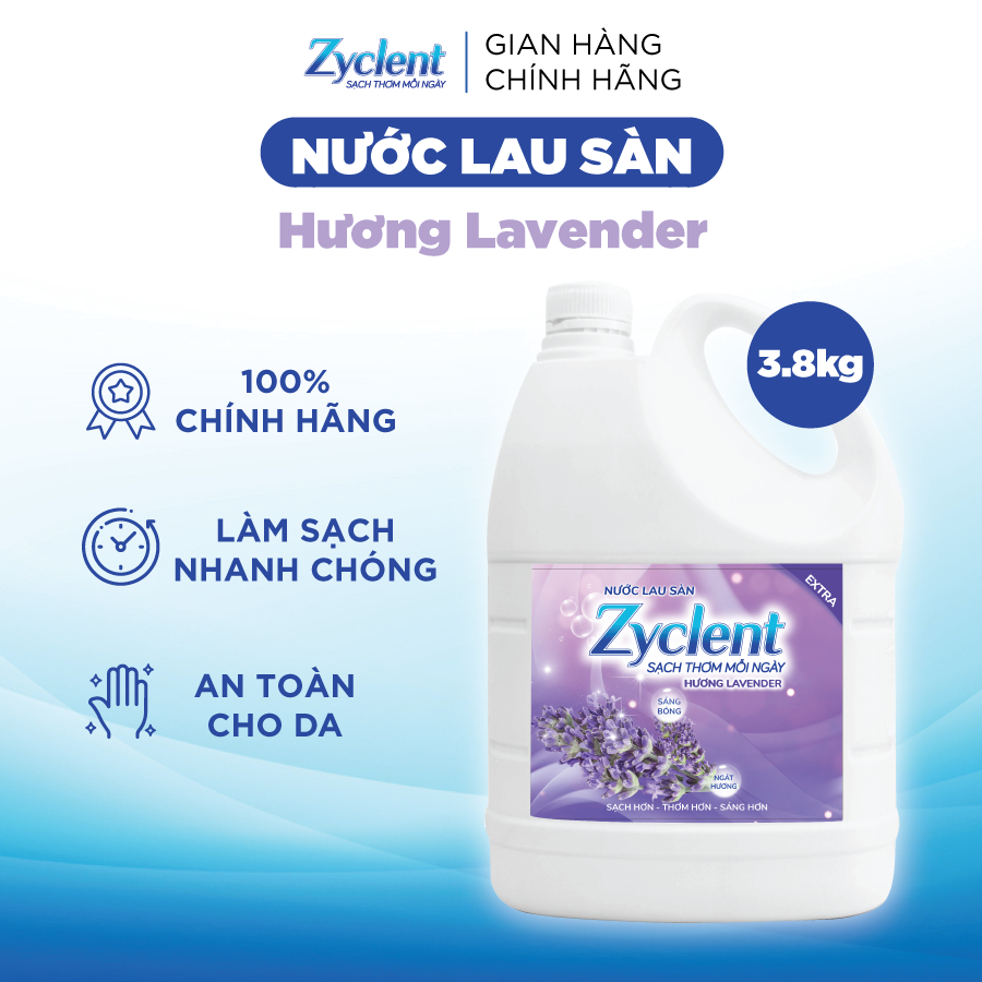 Nước Lau Sàn ZYCLENT EXTRA Hương Lavender 3.8Kg