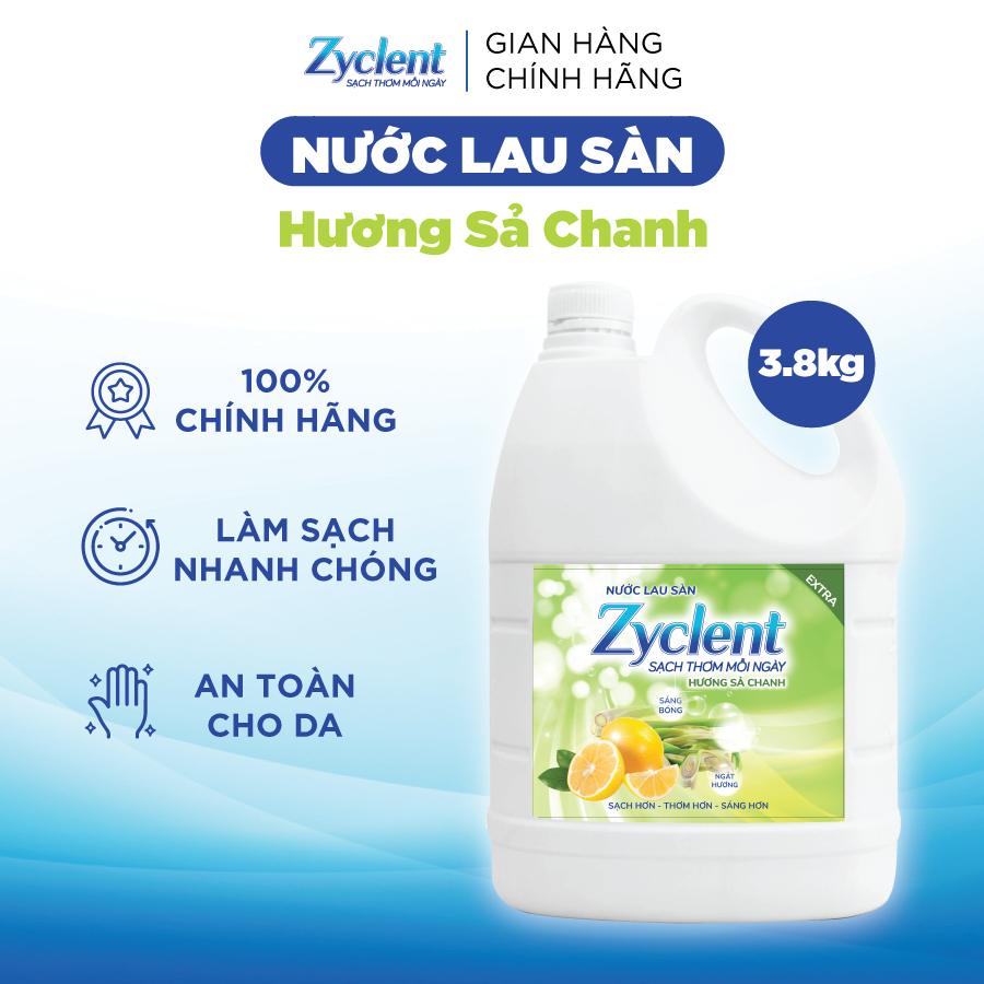 Nước Lau Sàn ZYCLENT EXTRA Hương Sả Chanh 3.8Kg