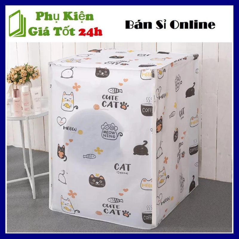 Túi trùm máy giặt chống bụi, chống thấm, vỏ bọc máy giặt cửa ngang, thiết kế in hình họa tiết xinh xắn, đẹp mắt