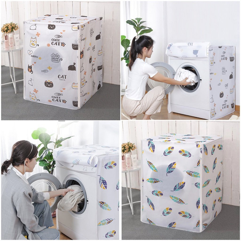 Túi trùm máy giặt chống bụi, chống thấm, vỏ bọc máy giặt cửa ngang, thiết kế in hình họa tiết xinh xắn, đẹp mắt