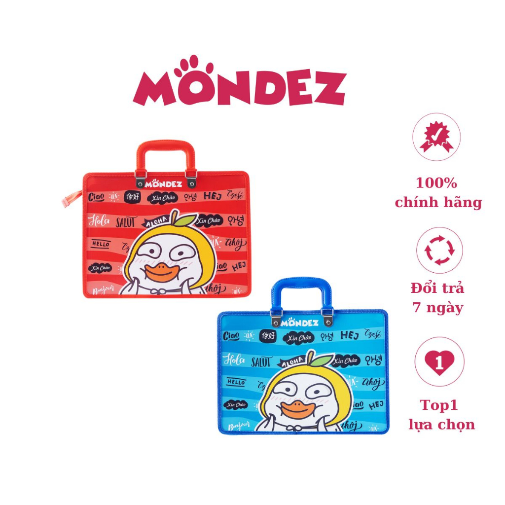 Cặp Học Thêm Mondez Có Quai Gấp Gọn, Thiết Kế Hình Hình Vịt Vàng Dễ Thương Dành Cho Các Bé M11003