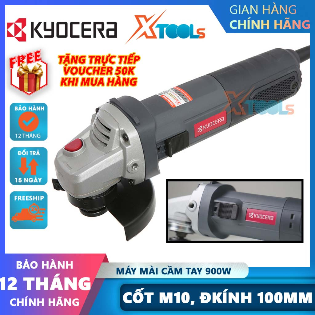 Máy mài cầm tay 900W Kyocera-Nhật AG1000, máy mài góc công tắc trượt, đường kính đá mài 100mm, tốc độ không tải 11000v/p