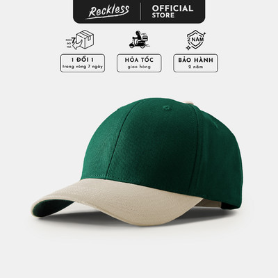 Mũ/Nón Bóng Chày Lưỡi Trai Màu Phối Xanh Lá Thương hiệu Recklesstripwear Signature Ballcap Cotton, Hạn chế xù vải