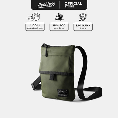 Túi Đeo Chéo Unisex Thương hiệu Recklesstripwear - Nylon Crossbody Bag - Vải Nylon Twill trượt nước, trọng lượng nhẹ