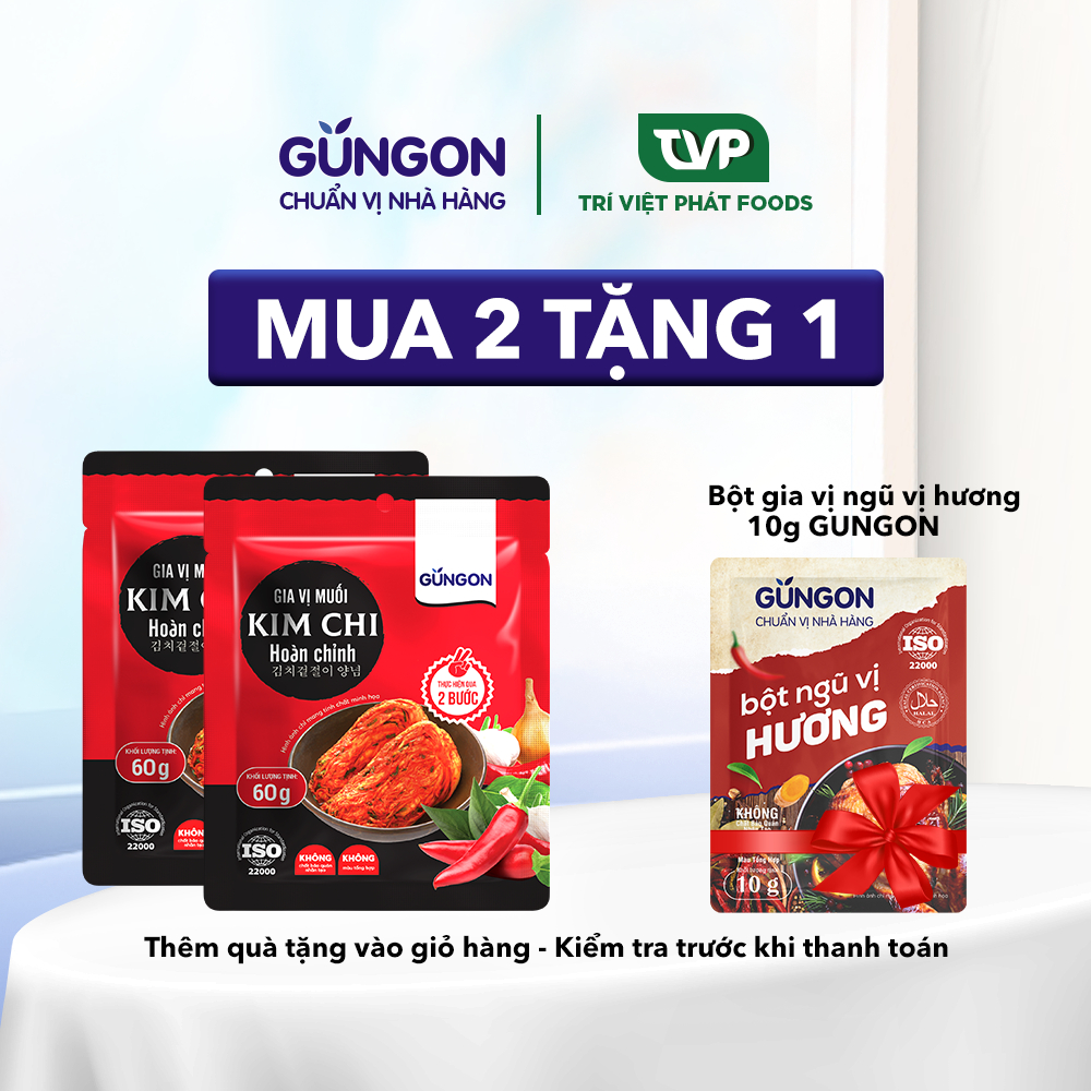 Gia vị muối kim chi hoàn chỉnh GUNGON 60g bột muối kimchi chuẩn vị Hàn Quốc 2 bước