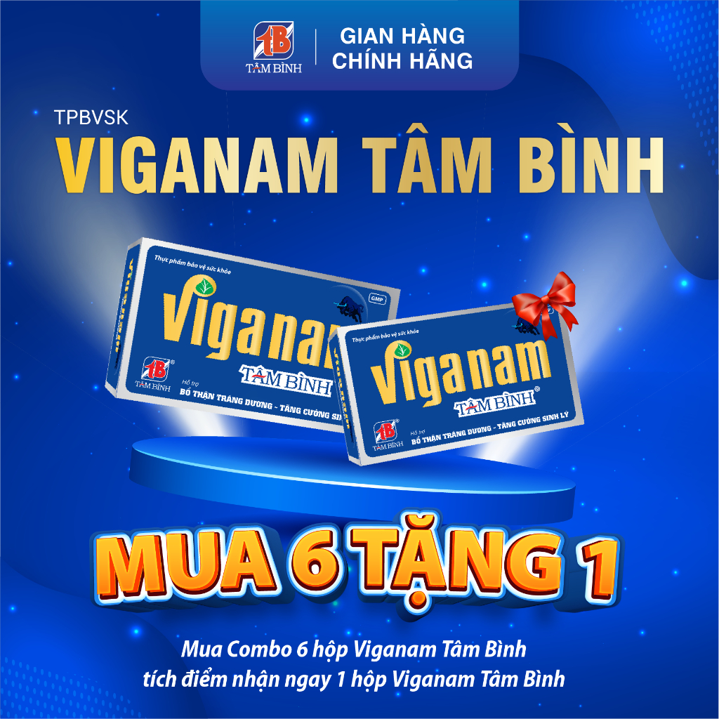 [Combo 6 tặng 1] Viganam Tâm Bình - Hỗ trợ tăng cường sinh lý nam, tăng testosterone, sức khỏe nam giới, giảm tiểu đêm