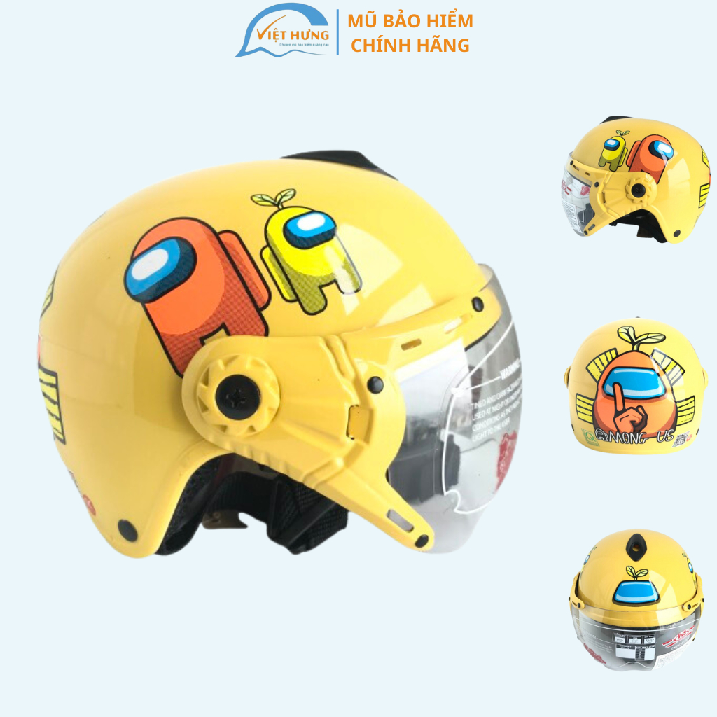 Nón bảo hiểm trẻ em siêu dễ thương dành cho bé từ 3 đến 6 tuổi - VS103KS -Vòng đầu 50-52cm - Doreamon - Among Us - Kitty