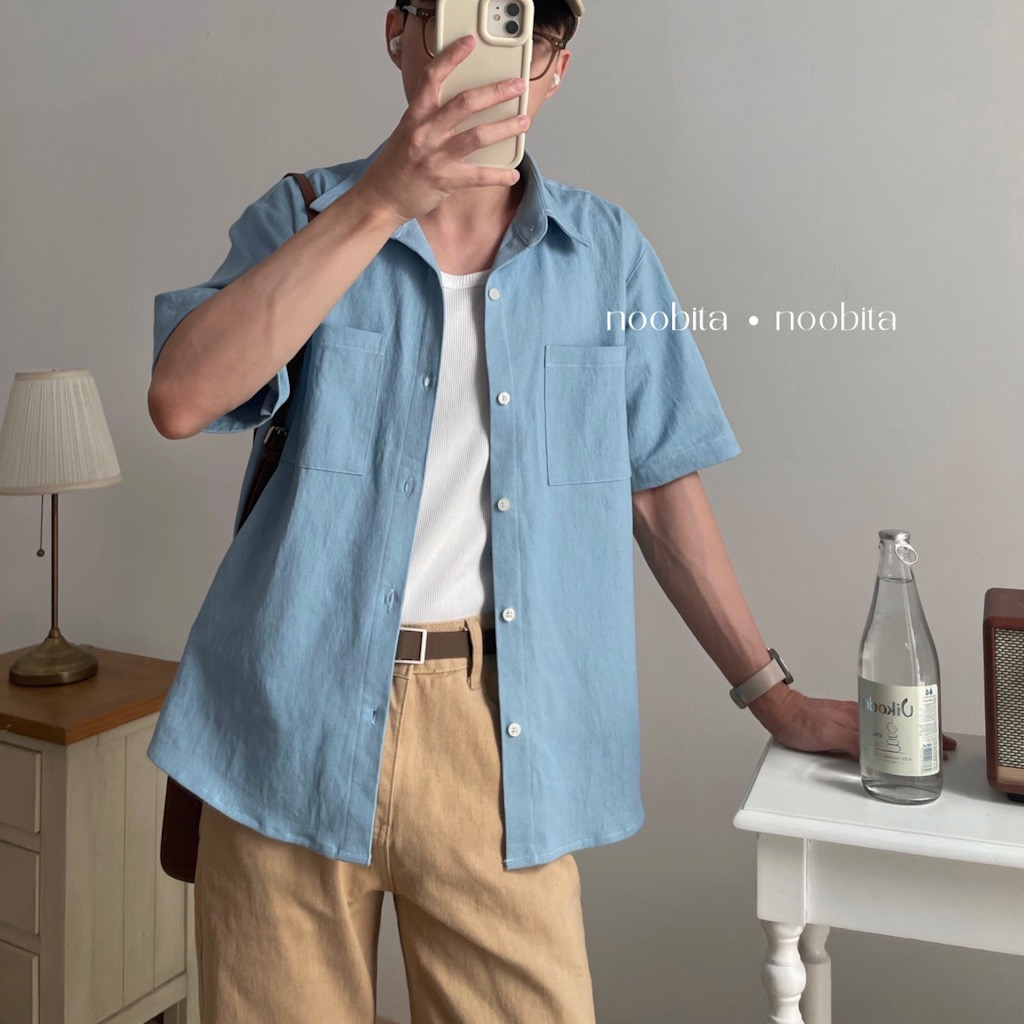 NOOBITA - Sơ mi tay ngắn denim form rộng 7232