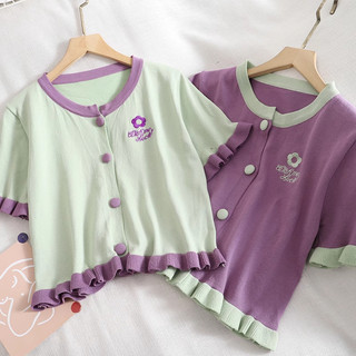 Áo kiểu croptop chất thun co giãn 4 chiều phối màu cá tính