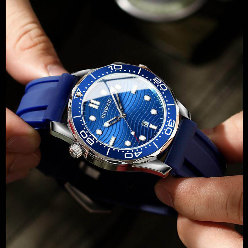 Đồng Hồ Nam BINBOND dạ quang dây silicon cao cấp nam tính thời thượng Laxy Watch