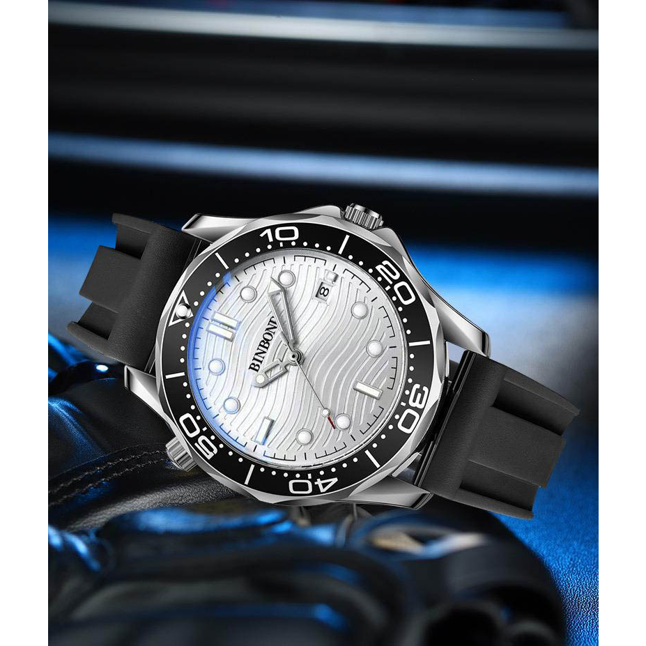 Đồng Hồ Nam BINBOND dạ quang dây silicon cao cấp nam tính thời thượng Laxy Watch
