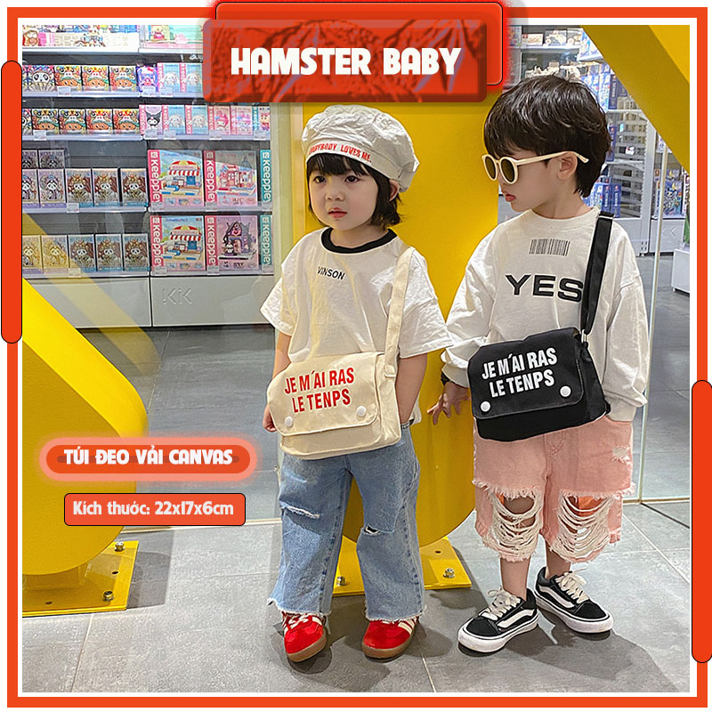 Túi đeo vai bằng vải canvas đơn giản HAMSTER BABY phiên bản Hàn Quốc vintage