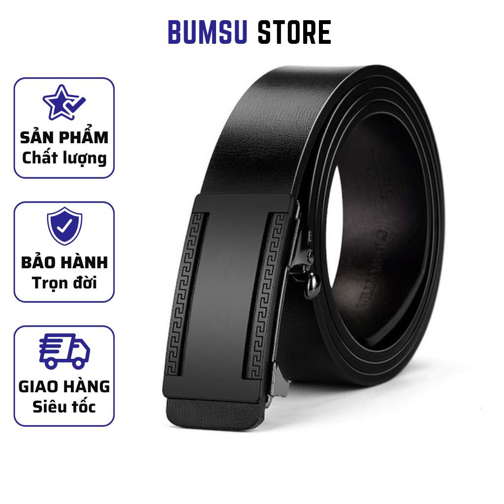 Thắt lưng da nam cao cấp dây đai nịt lưng thời trang bản to đẹp 3.5cm khóa tự động - TLM1