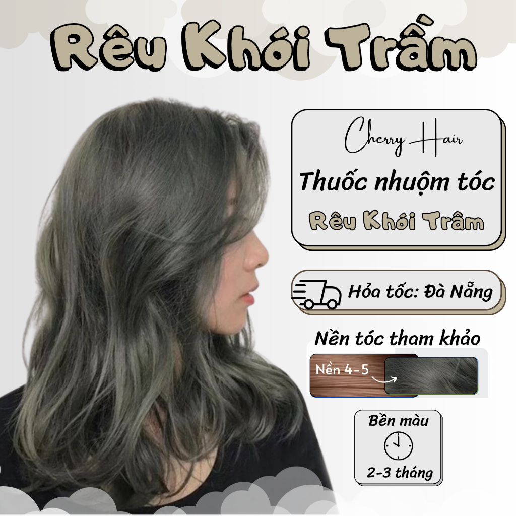 Thuốc Nhuộm Tóc Rêu Khói Trầm, Rêu Đá lạnh Thuốc nhuộm Tóc chính hãng tặng kèm Oxy + Bao Tay, Cherry Hair