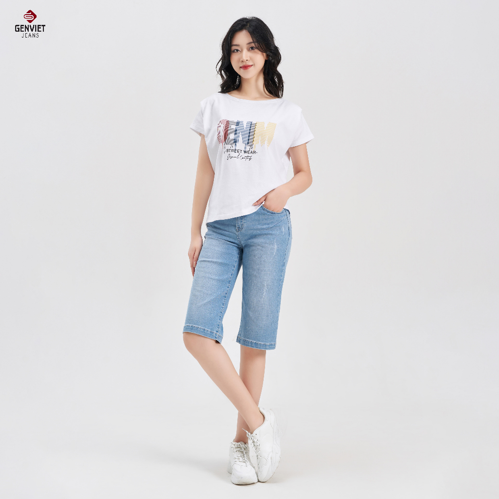 [Mã FATOP12 giảm 30K đơn 150K] Quần ngố Nữ Jeans đứng TQ309J8233, GENVIET