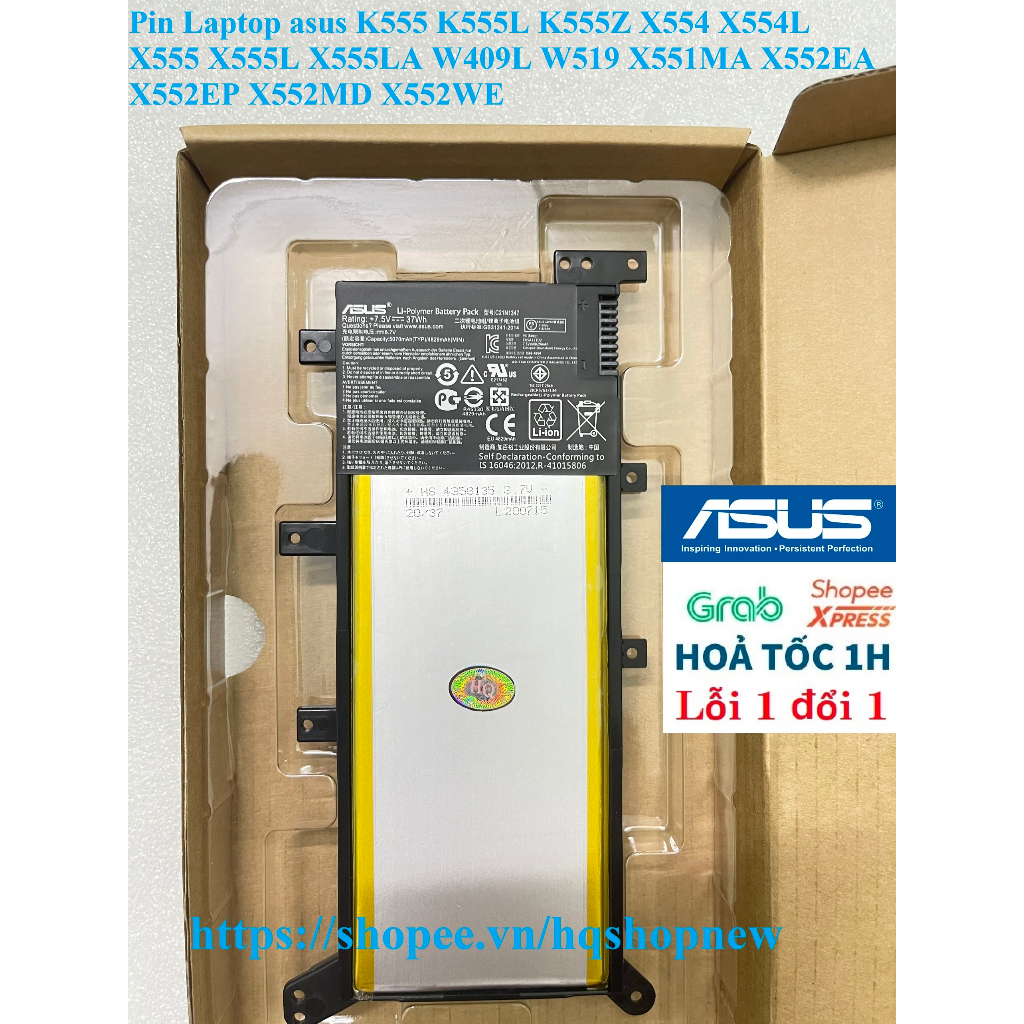 Pin Laptop asus K555 K555L K555Z X554 X554L X555 X555L X555LA W409L W519 X551MA X552EA X552EP X552MD X552WE