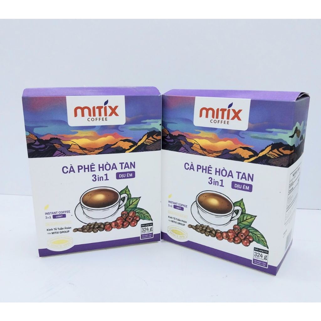 Combo 2 hộp cà phê hoà tan Mitix 3in1 Dịu êm 324g (18g x 18 gói), công nghệ sấy lạnh