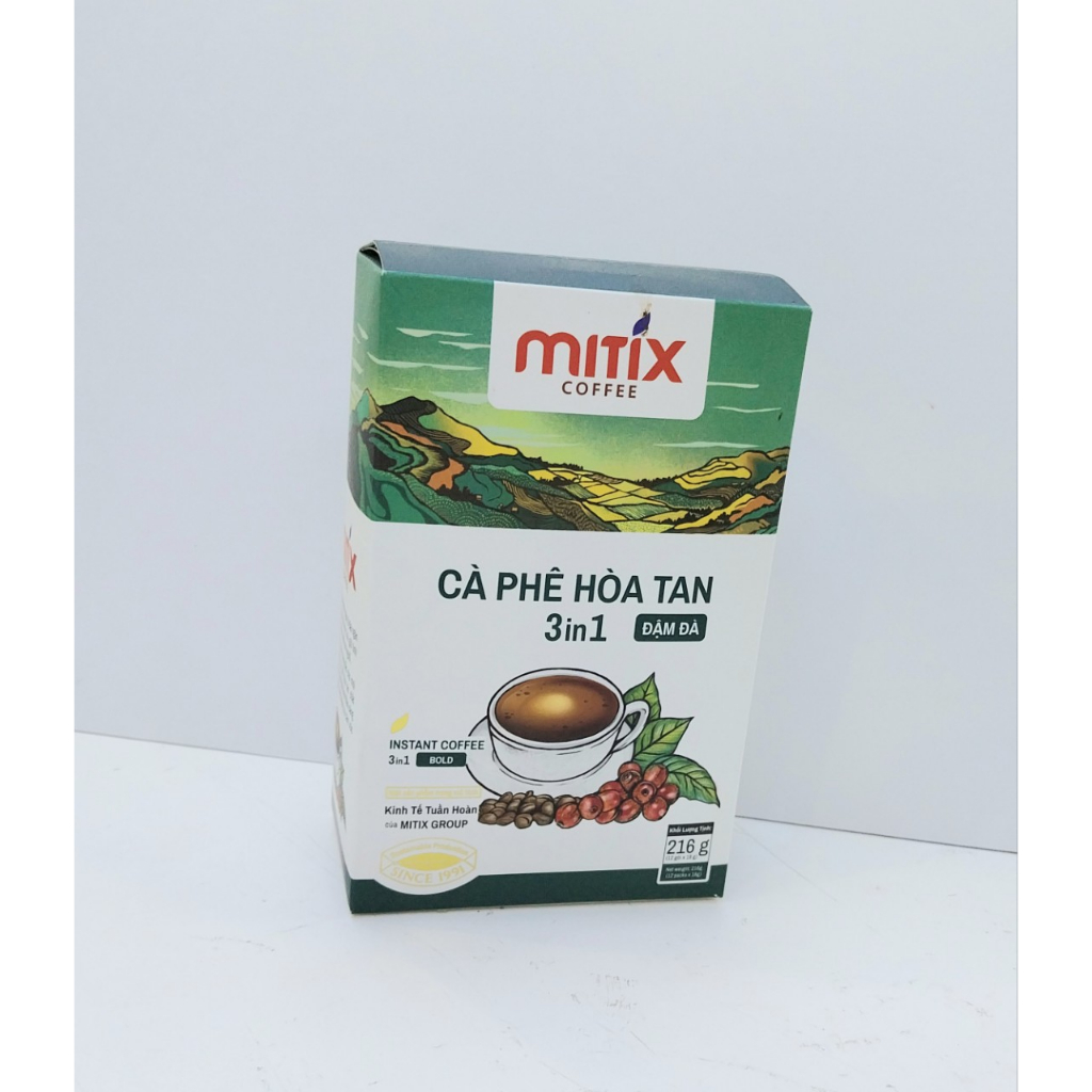 Combo 2 hộp Cà phê hòa tan Mitix 3in1, vị đậm 216g (18gx12 gói), công nghệ sấy lạnh hiện đại