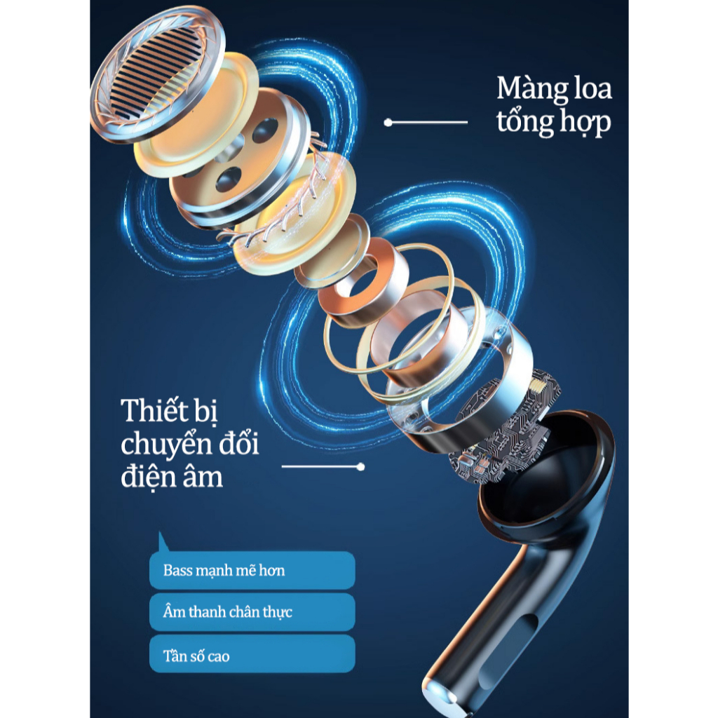 Tai Nghe Bluetooth nhét tai có mic chống ồn cao cấp ENC nhỏ gọn trong suốt âm thanh to trung thực ,tai nghe không dây