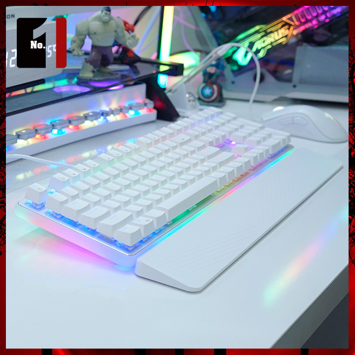 Bàn Phím Cơ Gaming KeyCap Xuyên Led Màu Trắng ROYAL RK918 Led RGB Bàn Phím Máy Tính Laptop Có Kèm Kê Tay