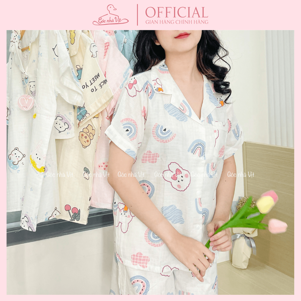 (HÀNG SẴN) Đồ ngủ Pijama nữ nhiều hoạ tiết chất vải xô Nhật thoáng mát