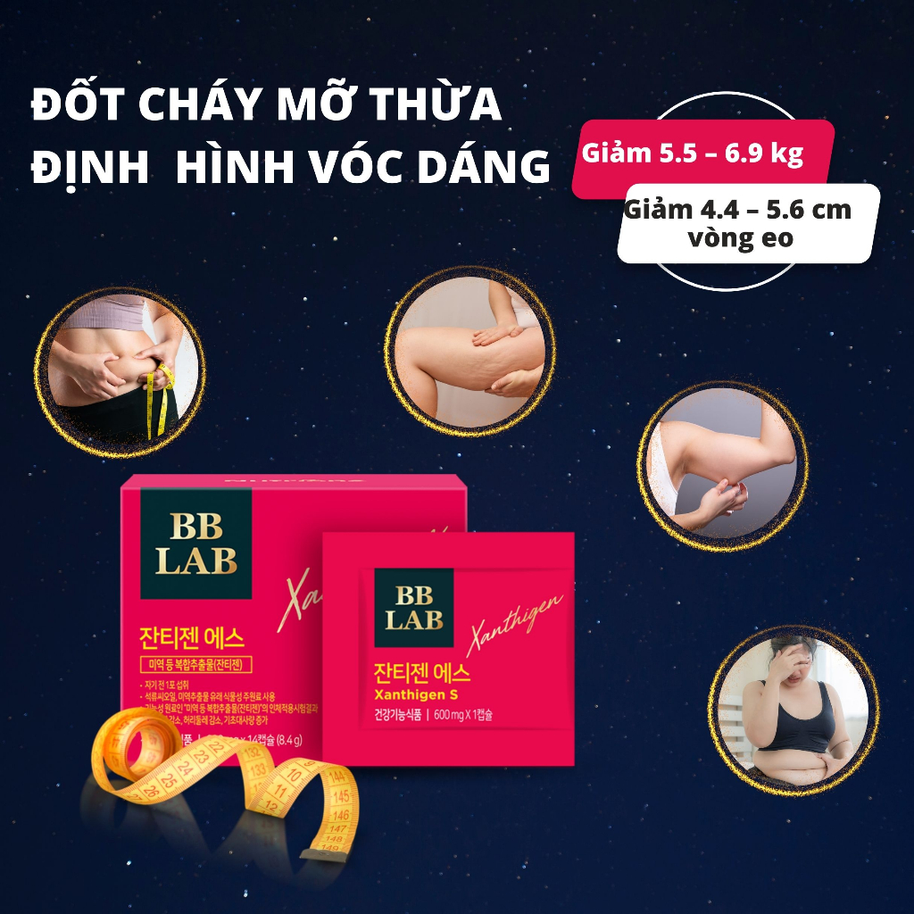 (HSD 04.08.2024)Viên Uống Hỗ Trợ Giảm Cân Ban Đêm BB LAB Xanthigen S Giúp Vóc Dáng Thon Gọn An Toàn Hộp 14 Gói