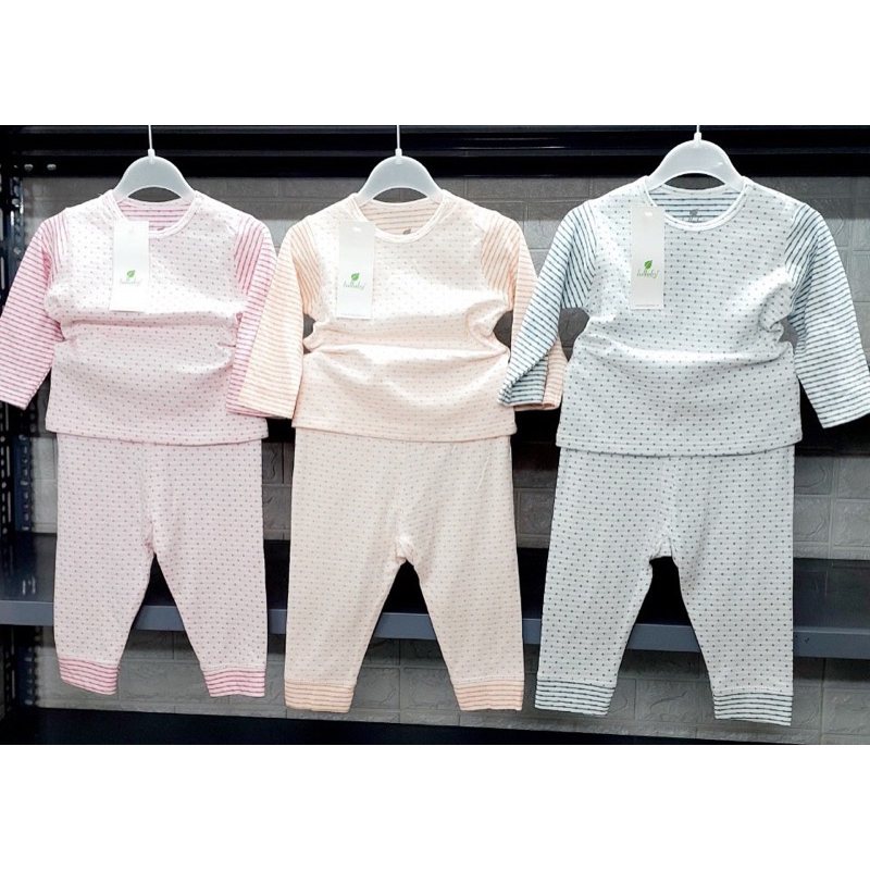 Bộ dài tay cài vai Bé Trai/ Gái Lullaby BST đông cotton 2 lớp(12m-5y)