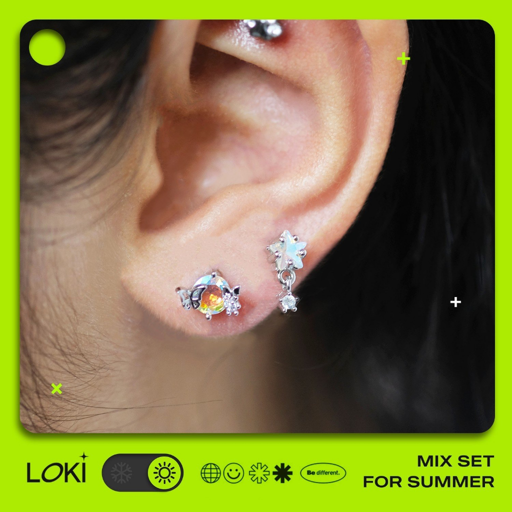 Khuyên tai đá HÀNH TINH BUOM ĐÁ AB LOKI