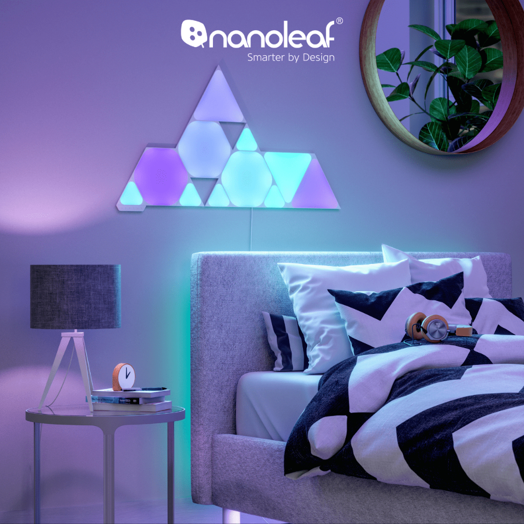 Đèn LED RGB lắp ghép thông minh Nanoleaf Shapes Combo Lục Giác - Tam Giác - Tam Giác Mini 11 ô đèn