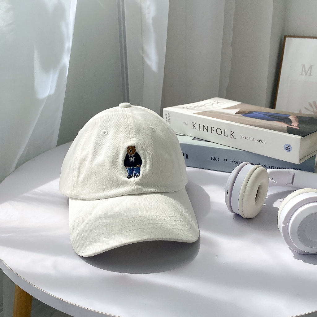 Mũ lưỡi trai Whoau nam nữ họa tiết gấu thêu, vải cao cấp chính hãng.