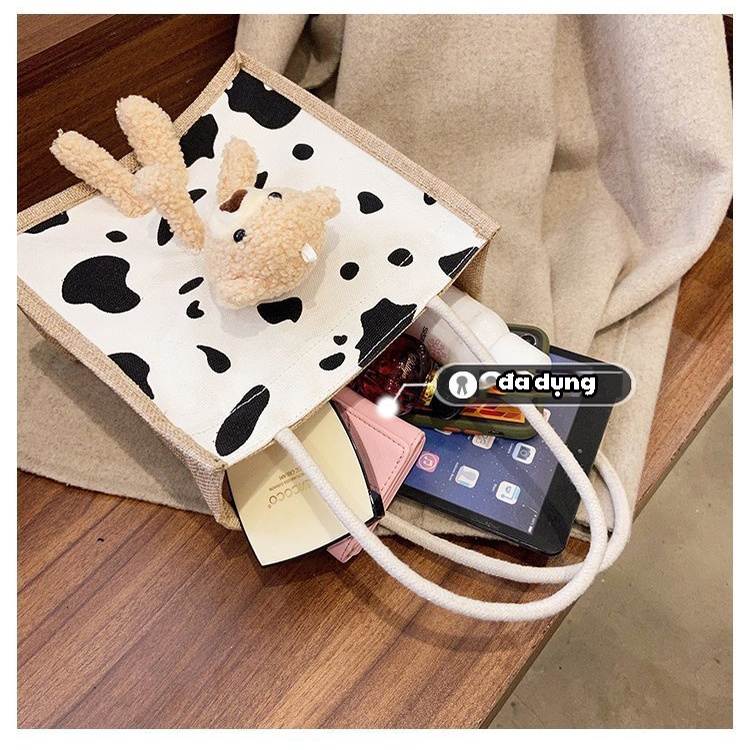 Túi Cói mini có gấu bông dễ thương-Túi cói gấu đi biển đi chơi phù hợp nhiều hoàn cảnh-Túi Vintage-hapfami