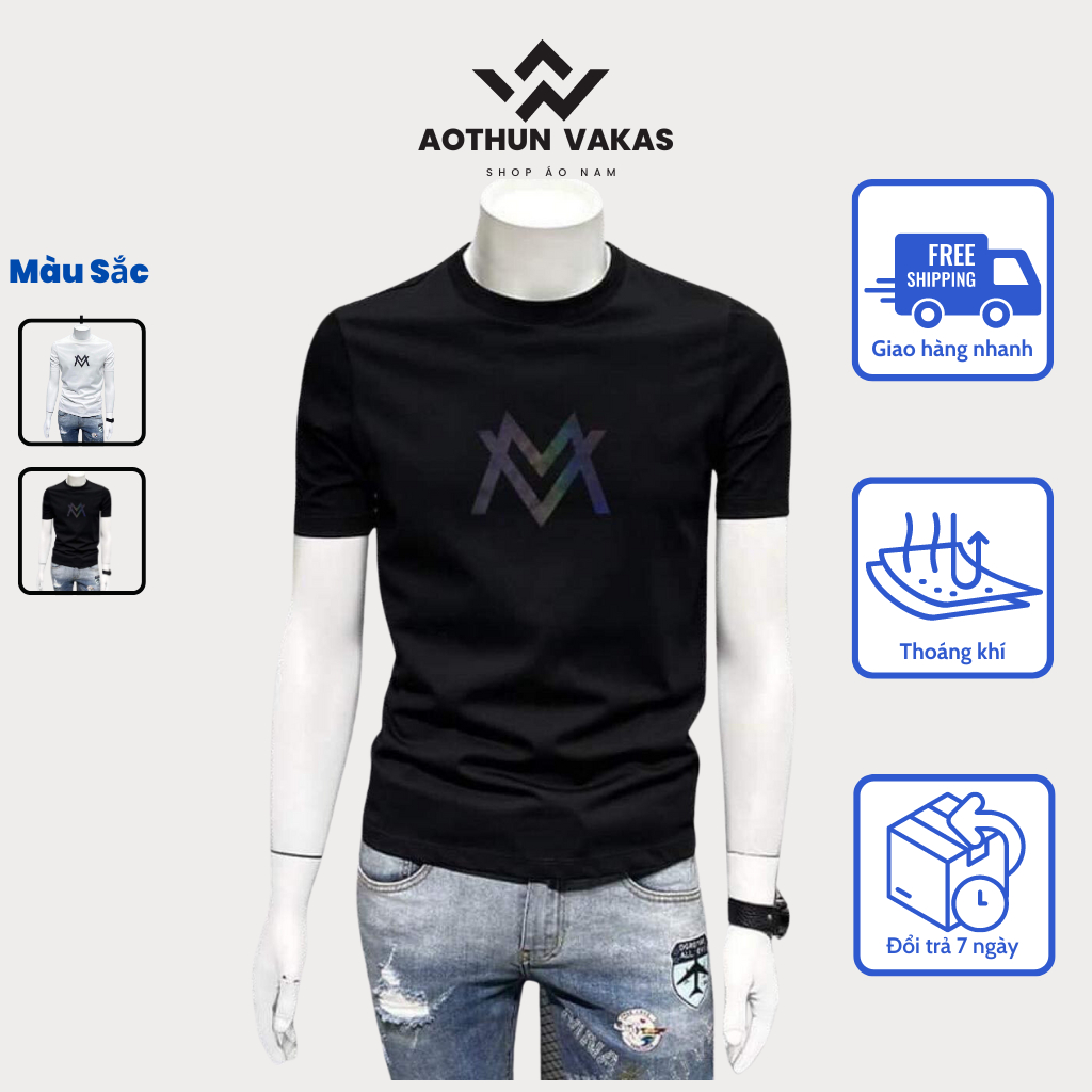 Áo Thun Nam Cổ Tròn vải Cotton thun hàn co giãn mềm mịn phông tay ngắn aothun vakas