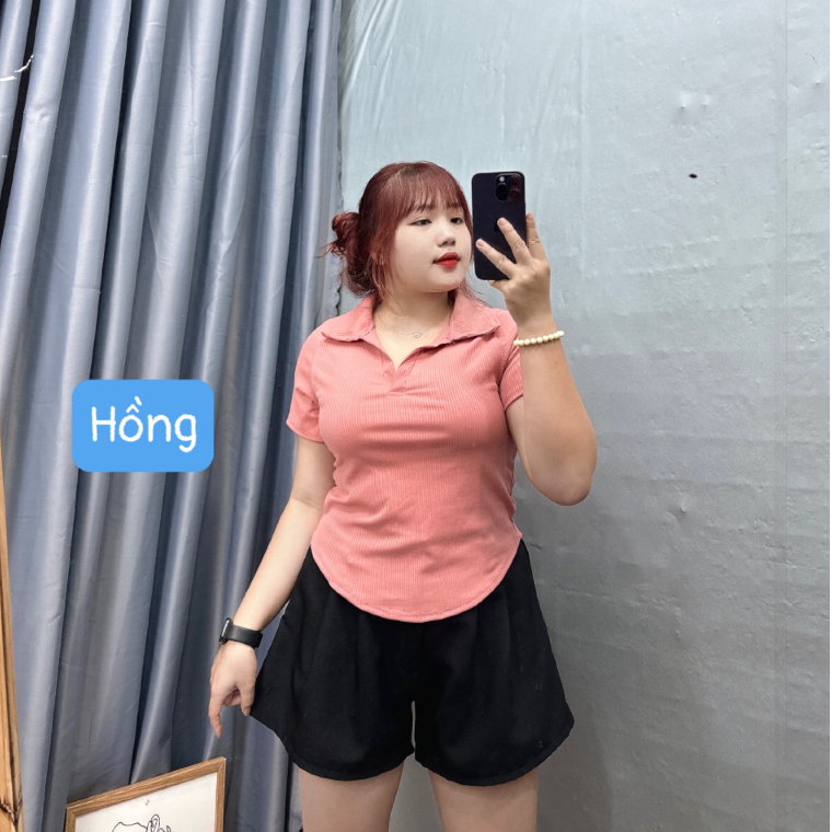 Áo thun Bigsize CÔ NHỎ chất gân tăm kiểu dáng polo xinh xắn dành cho các tình yêu 58-90kg-G120