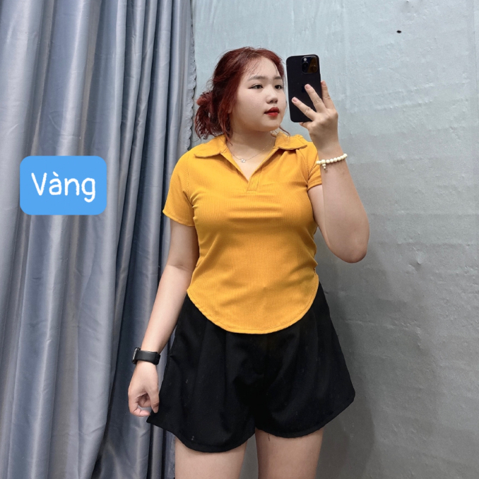 Áo thun Bigsize CÔ NHỎ chất gân tăm kiểu dáng polo xinh xắn dành cho các tình yêu 58-90kg-G120