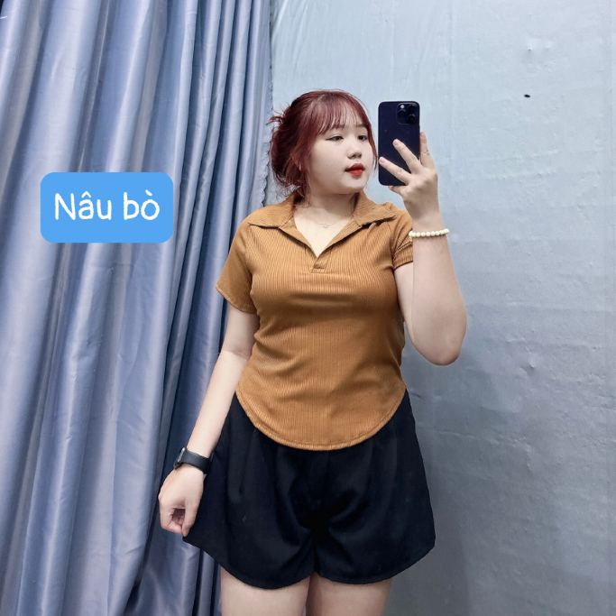 Áo thun Bigsize CÔ NHỎ chất gân tăm kiểu dáng polo xinh xắn dành cho các tình yêu 58-90kg-G120