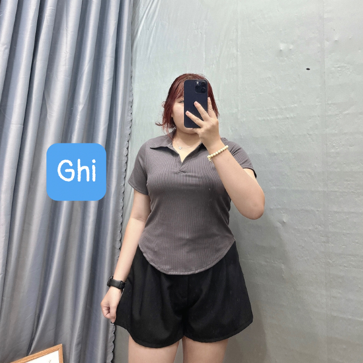 Áo thun Bigsize CÔ NHỎ chất gân tăm kiểu dáng polo xinh xắn dành cho các tình yêu 58-90kg-G120