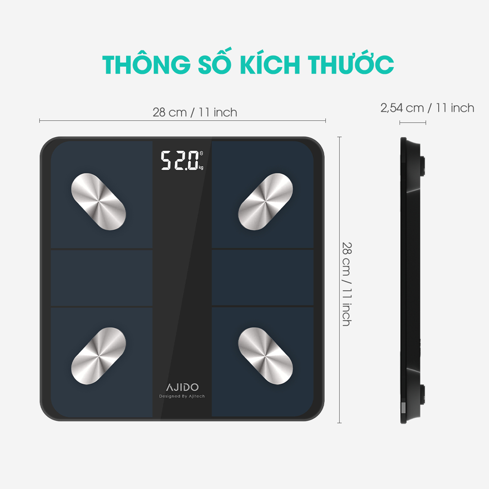 Cân Sức Khoẻ Điện Tử Thông Minh Ajido S5 Pro Kết Nối Bluetooth Phân Tích