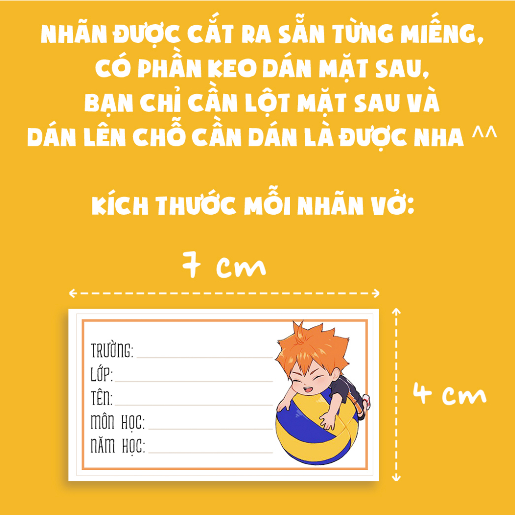BỘ NHÃN VỞ HAIKYUU! - CHÀNG KHỔNG LỒ TÍ HON -NHÃN VỞ TẬP HỌC SINH ANIME MANGA