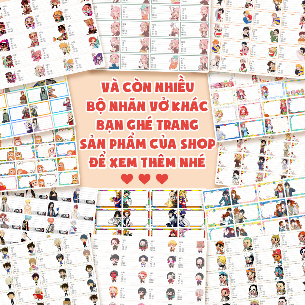 BỘ NHÃN VỞ HAIKYUU! - CHÀNG KHỔNG LỒ TÍ HON -NHÃN VỞ TẬP HỌC SINH ANIME MANGA