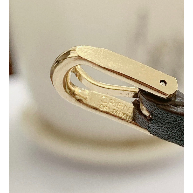 Đồng hồ si nữ hiệu Orient, kiểu dáng vintage, dây da