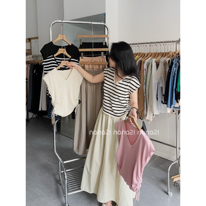 Chân váy thô GIÓ dáng dài rút dây Nana21 Nanastore21