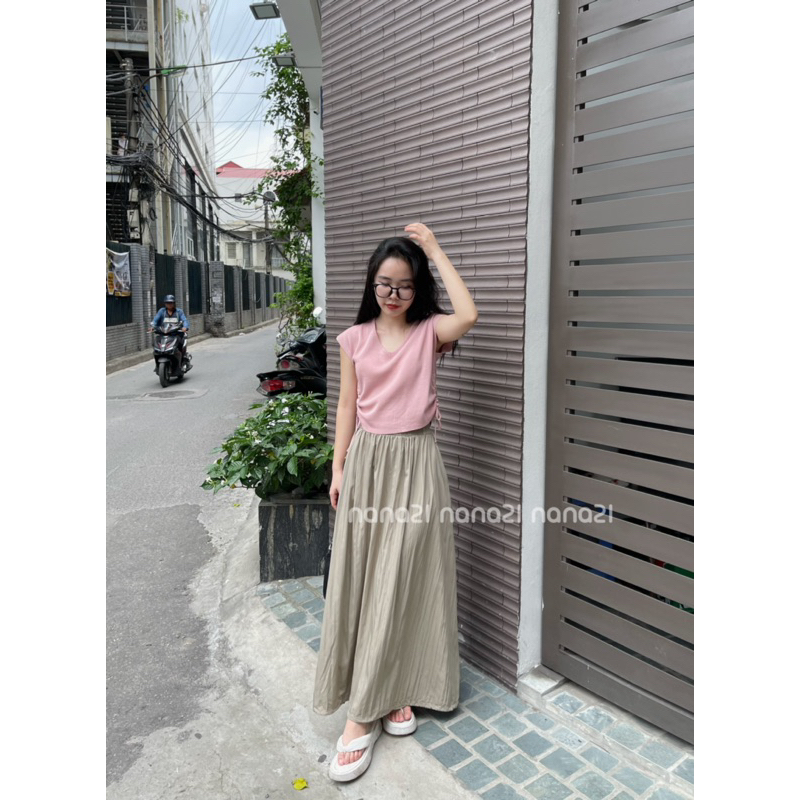 Áo len cổ V tay hến rút dây Nana21 Nanastore21
