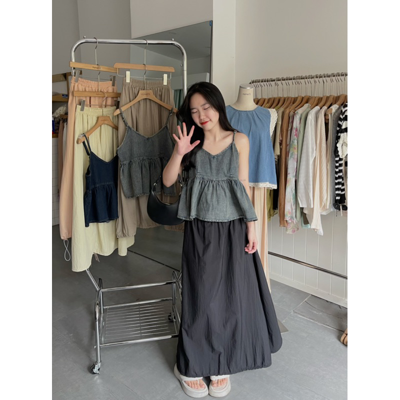 Chân váy thô GIÓ dáng dài rút dây Nana21 Nanastore21